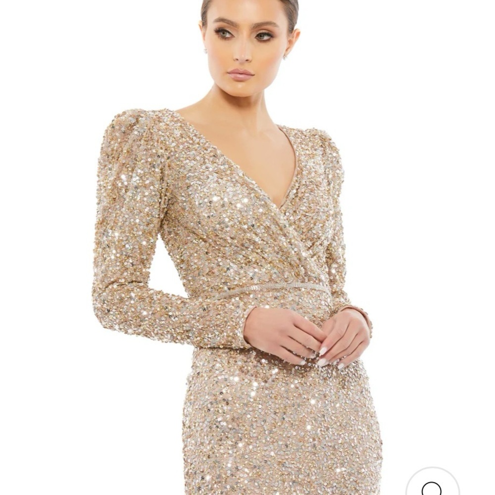 NWT Mac Duggal Sequined Dress 18 Gold - Picture 3 of 16
